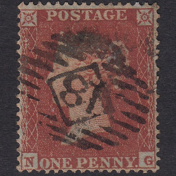 GB QV 1854 1d Plate 194 SG17-C1(1) NG GU Light Cancel 18 Well Centred