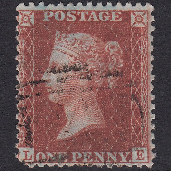 GB QV 1856 1d Red-Brown Plate 27 SG29-C8(1) LE GU Light Cancel