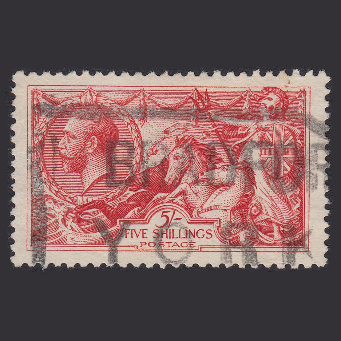 GB KG5 1918 5/- Rose-Red Seahorses SG416-N68(2) FU Very Well Centred