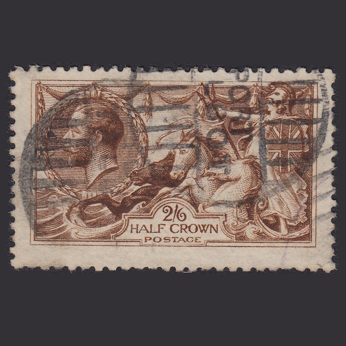 GB KG5 1915 2/6 Deep Yellow-Brown Seahorses SG405-N64(1) FU Port Talbot
