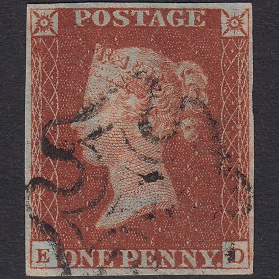 GB QV 1841 1d Red-Brown Plate 16 SG8-B1(1) ED VFU 4 Margins Maltese Cross