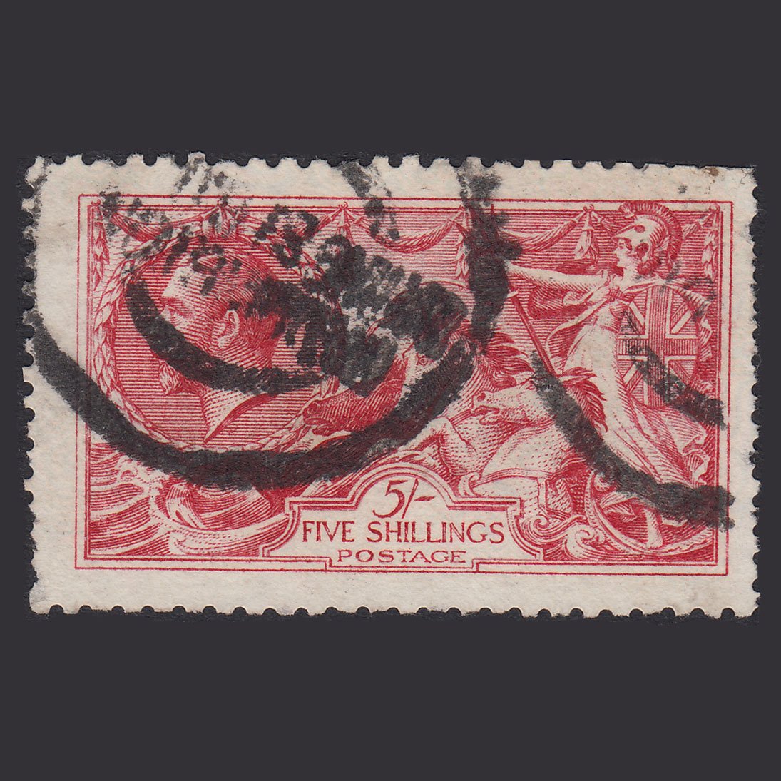 GB KG5 1915 5/- Bright Carmine Seahorses SG409-N67(1) GU