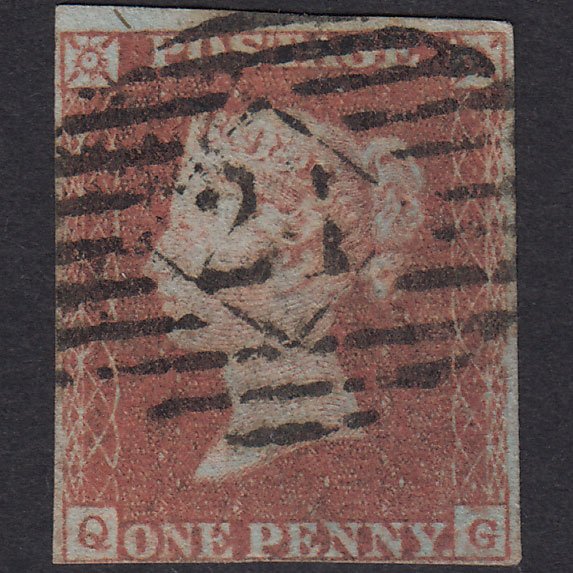GB QV 1841 1d Red-Brown Plate 88 SG8-B1(1) QG GU 4 Margins London IS 21