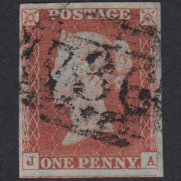 GB QV 1841 1d Red-Brown Plate 47 SG8-B1(1) JA FU 4 Margins Stockton 736