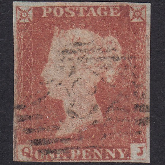GB QV 1841 1d Red-Brown Plate 81 SG8-B1(1) QJ FU 4 Margins London IS 8