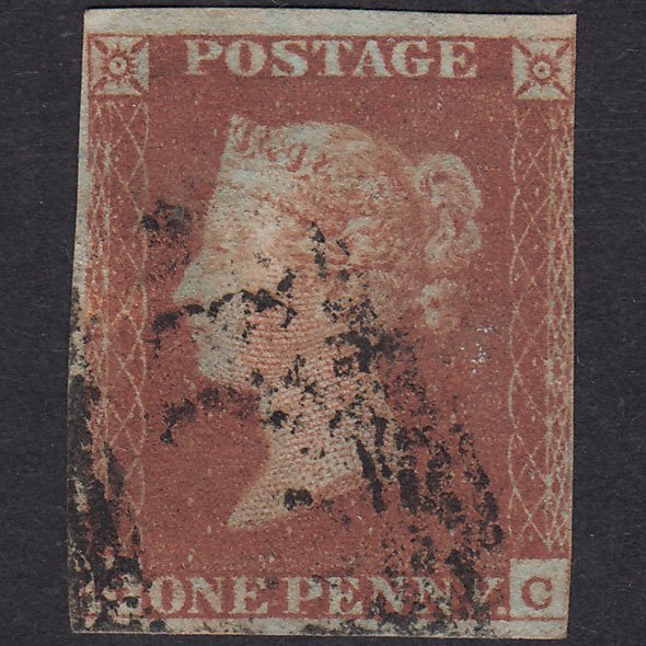GB QV 1841 1d Red-Brown Plate 69 SG8-B1(1) GC GU Nr 4 Margins