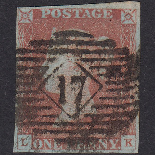 GB QV 1841 1d Red-Brown Plate 84 SG8-B1(1) LK GU 4 Margins London IS 17