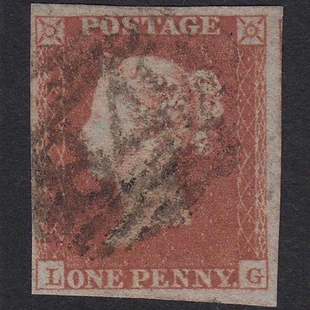 GB QV 1841 1d Red-Brown Plate 161 SG8-B2(1) LG GU 4 Margins