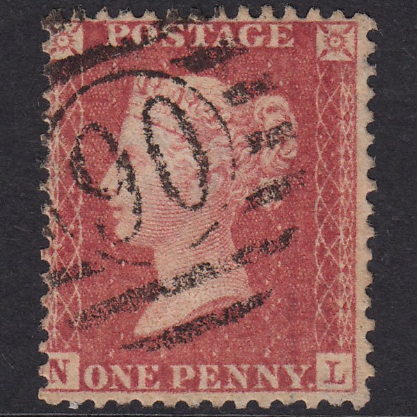GB QV 1857 1d Rose-Red Plate 27 SG40-C10(1) NL FU London IS 90