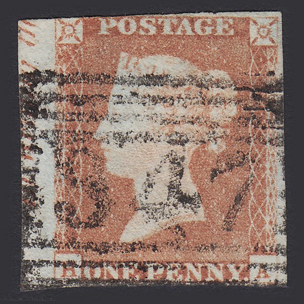 GB QV 1841 1d Pale Red-brown (Plate 69) SG9-B1(3) HA GU Penicuick 347 Marginal