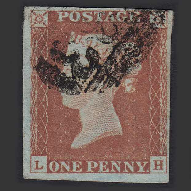 GB QV 1841 1d Red-brown (Plate 69) (SG8) 'LH' GU 4 Margins