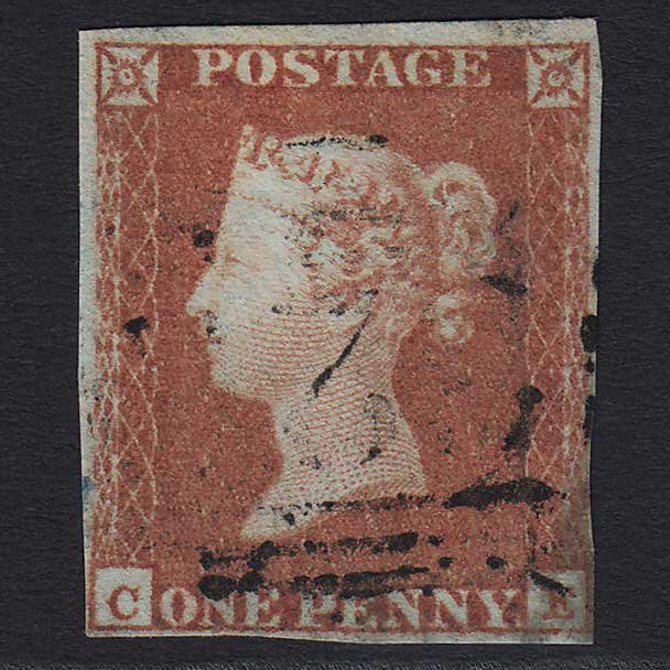 GB QV 1841 1d Red-brown (Plate 101) (SG8) 'CE' GU nr 4 Margins