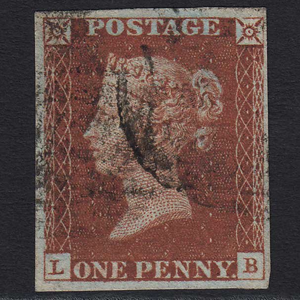 GB QV 1841 1d Red-brown (Plate 58) (SG8) 'LB' FU 4 Margins