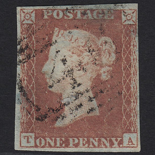 GB QV 1841 1d Red-brown (Plate 75) SG8-B1(1) TA FU Light Cancel 4 Margins