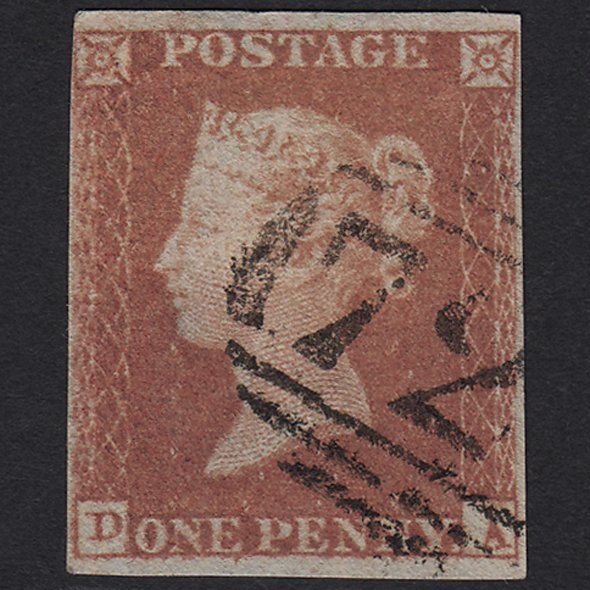 GB QV 1841 1d Red-brown (Plate 129) SG8-B2(1) DA FU nr 4 Margins