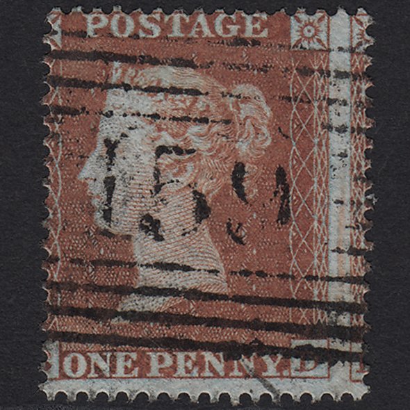 GB QV 1854 1d Red-brown (Plate 198) SG17-C1(1) BD FU Glasgow 159 Misperf
