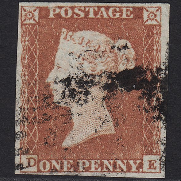 GB QV 1841 1d Red-brown (Plate 87) SG8-B1(1) DE GU 4 Margins