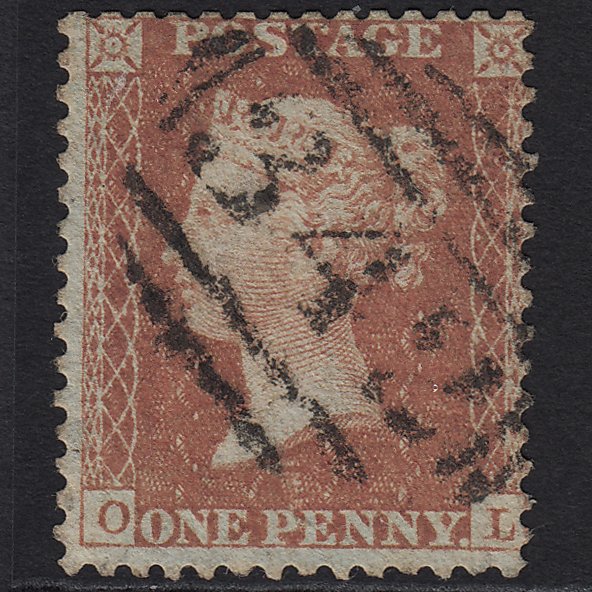 GB QV 1855 1d Red-brown (Plate 17) C6(1) OL GU Hastings 342