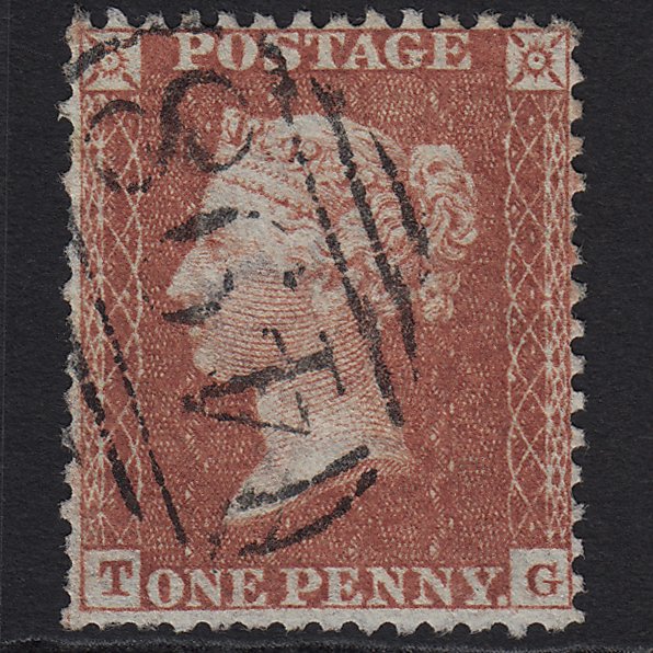 GB QV 1855 1d Red-brown (Plate 11) C6(1) TG GU Manchester 498