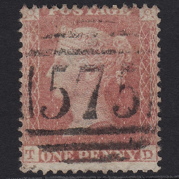 GB QV 1861 1d Pale Rose-red Plate R15 C13(2) TD FU Norwich 575