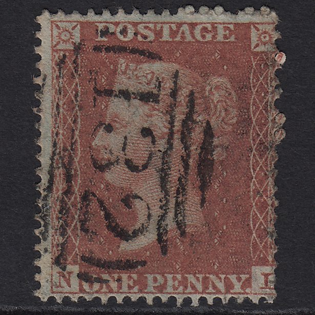 GB QV 1855 1d Red-brown (Plate 14) SG21-C4(1) NL FU Brighton 132