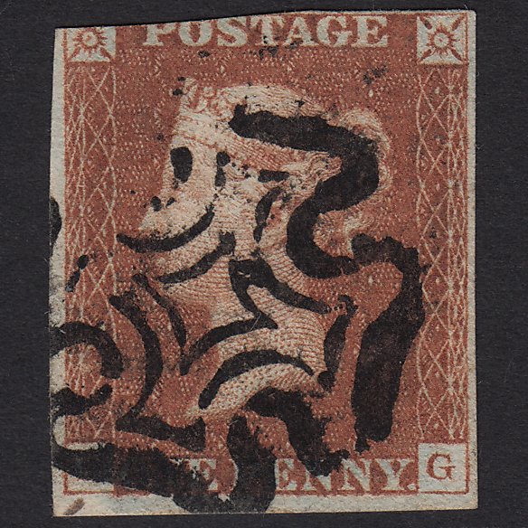 GB QV 1841 1d Red-brown SG8-B1(1) TG GU Maltese X