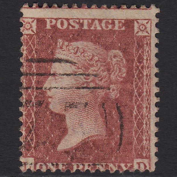 GB QV 1857 1d Deep Rose-red (Plate 41) SG41-C10(4) LD FU Light Cancel Misperf