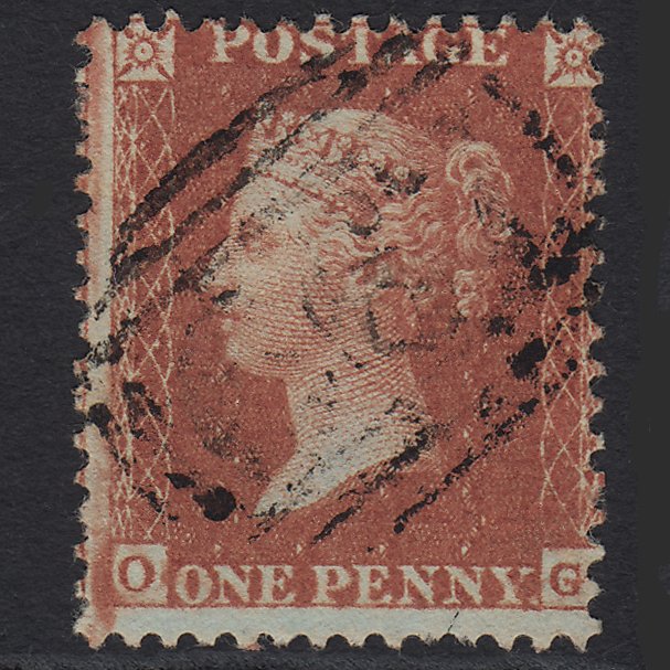 GB QV 1855 1d Red-brown (Plate 12) SG24-C3(1) OF FU Misperf