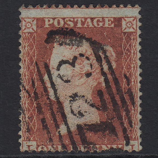 GB QV 1854 1d Red-brown (Plate 198) SG17-C1(1) LJ GU Southampton 723 Misperf