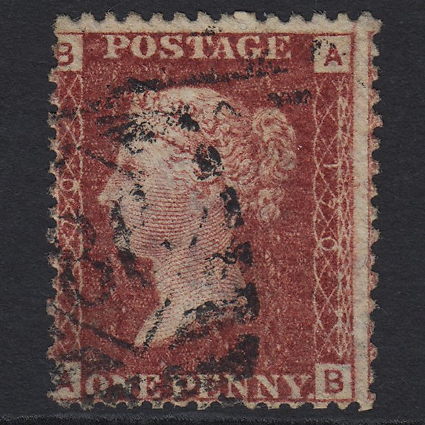 GB QV 1864 1d Lake-red (Plate 170) SG44-G1(2) AB FU London IS Cancel Misperf