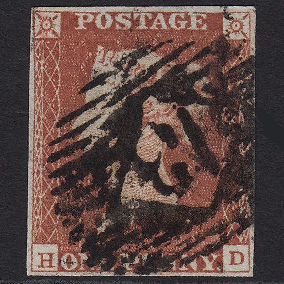 GB QV 1841 1d Red-brown (Plate 55) SG8-B1(1) HD GU 4 Margins London IS 13