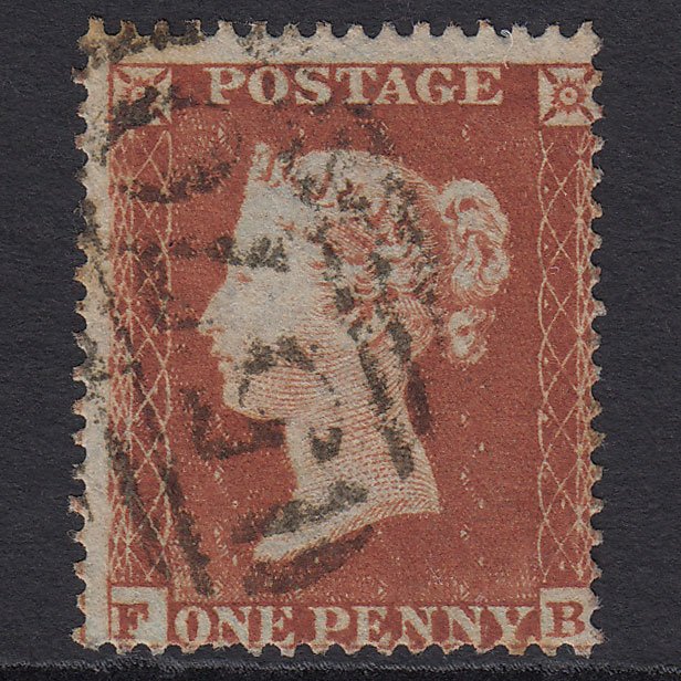 GB QV 1854 1d Red-brown (Plate 189) SG17-C1(1) FB GU Northampton 570 Misperf