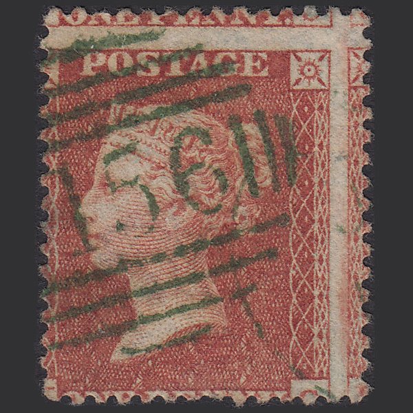 GB QV 1855 1d (Plate 13) SGC6(1) KC FU Green Cork 156 Irish Spoon
