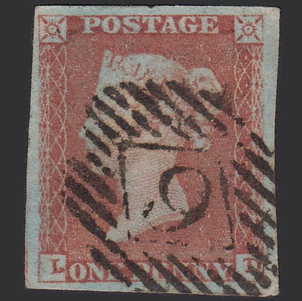 GB QV 1841 1d Red-brown (Plate 80) SG8-B1(1) LD FU 4M London IS Malformed L