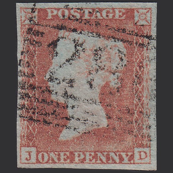 GB QV 1841 1d Pale Red-brown (Plate 98) SG9-B1(3) JD FU 4 Margins Perth 280