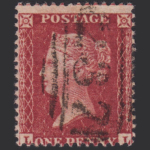 GB QV 1857 1d Deep Rose-red (Plate 46) SG41-C10(4) LL FU Dartmouth 237 Misperf