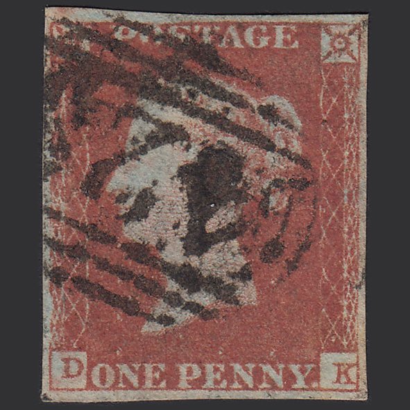 GB QV 1841 1d Red-brown (Plate 87) SG8-B1(1) DK GU 4 Margins
