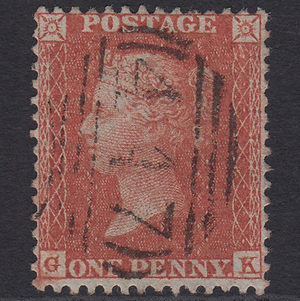 GB QV 1855 1d Red-brown (Plate 9) SG24-C3(1) GK FU Leeds 447