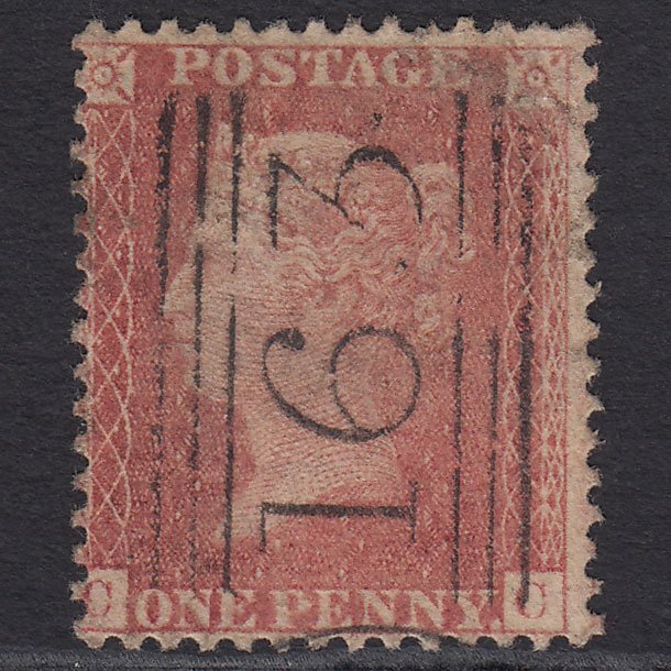 GB QV 1857 1d Pale Rose (Plate 68) SG39-C10(3) 'CC' GU Greenock 163
