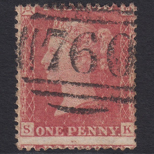 GB QV 1857 1d (Plate 67) SG40-C10(1) SK FU Sudbury 760 Large Misperf