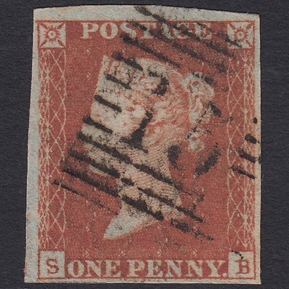 GB QV 1841 1d Red-brown (Plate 98) SG8-B1(1) SB FU 4 Margins Scotland