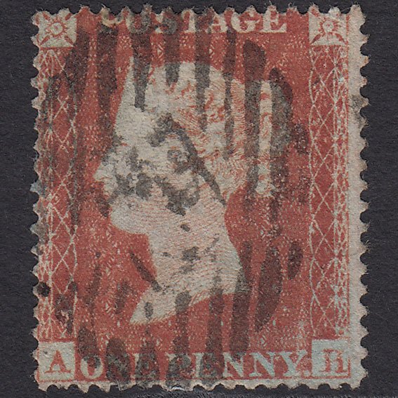GB QV 1854 1d (Plate 185) SG17-C1(1) AH GU Missing Imprimatur London IS Cancel