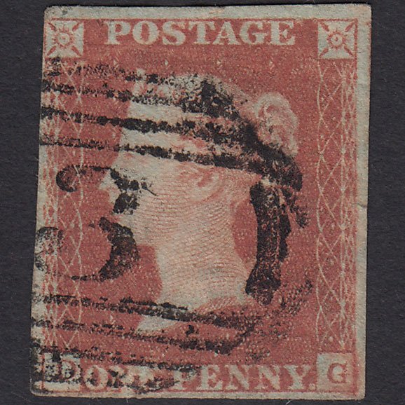 GB QV 1841 1d Red-brown (Plate 91) SG8-B1(1) DG GU nr 4 Margins Abingdon 3