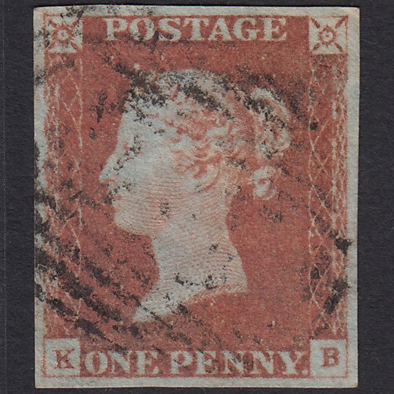 GB QV 1841 1d Red-brown (Plate 74) SG8-B1(1) KB FU 4 Margins
