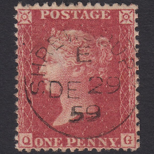 GB QV 1857 1d (Plate 42) SG40-C10(1) QG VFU Shrewsbury CDS Cancel Well Centred