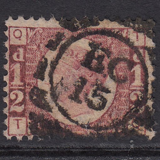 GB QV 1870 1/2d Rose-red (Plate 5) SG48-G4 TQ GU London D&S EC15