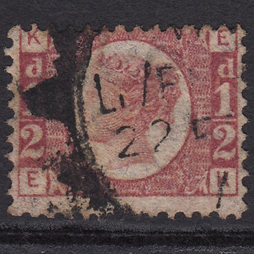 GB QV 1870 1/2d Rose-red (Plate 11) SG48-G4 EK GU Liverpool CDS Cancel