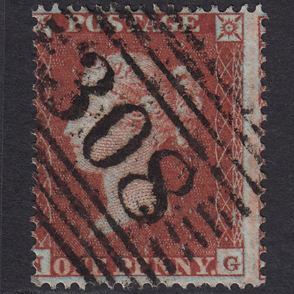 GB QV 1854 1d (Plate 201) SG17-C1(1) NG FU Stirling 308 Large Misperf