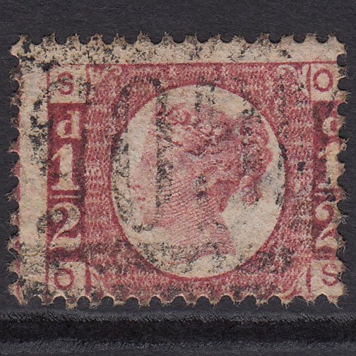GB QV 1870 1/2d Rose-red (Plate 13) SG48-G4 OS GU Widnes G05 Misperf
