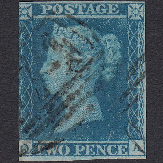 GB QV 1841 2d Blue (Plate 3) SG14-E1(2) QA FU 3 Margins